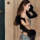 Women Fashion Plush Long Sleeve Crop Cardigan