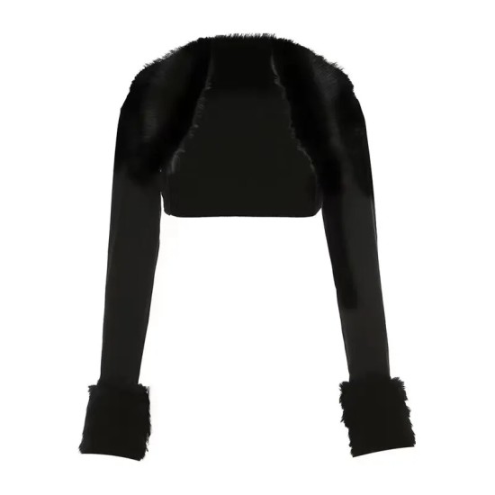 Women Fashion Plush Long Sleeve Crop Cardigan