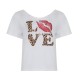 Y2k Women Off-Shoulder V-Neck Loose Casual Love Lip Leopard T-Shirt