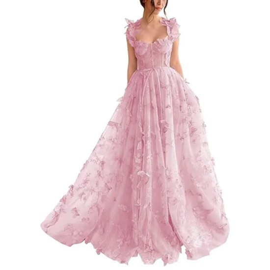 Women Elegant Lace Slit Party Dress