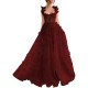 Women Elegant Lace Slit Party Dress