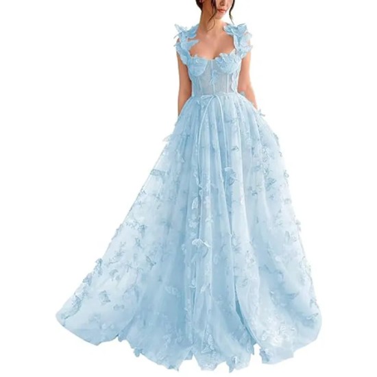 Women Elegant Lace Slit Party Dress