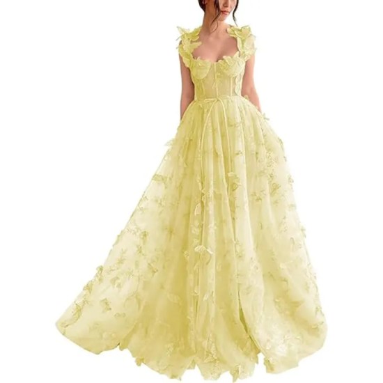 Women Elegant Lace Slit Party Dress