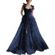 Women Elegant Lace Slit Party Dress