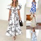 Summer Women Fashion Casual Sweet Floral Print Maxi Dress
