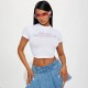 Sexy Women Short-Sleeved Letter Rhinestone Crop T-Shirt