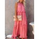 Summer Women Loose Casual Solid Color Ruffled Sleeveless Maxi Dress