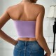Women Satin Butterfly Strapless Diamond Steel Ring Fishbone Top Corset