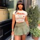 Fashion Women Vacation Zipper Pleated Mini Skirt