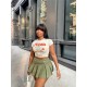 Fashion Women Vacation Zipper Pleated Mini Skirt