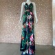 Women Fashion Casual Vacation Loose Floral Printed V-Neck Camisole Dress