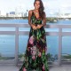 Women Fashion Casual Vacation Loose Floral Printed V-Neck Camisole Dress
