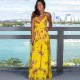 Women Fashion Casual Vacation Loose Floral Printed V-Neck Camisole Dress