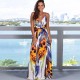 Women Fashion Casual Vacation Loose Floral Printed V-Neck Camisole Dress