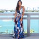 Women Fashion Casual Vacation Loose Floral Printed V-Neck Camisole Dress