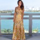 Women Fashion Casual Vacation Loose Floral Printed V-Neck Camisole Dress