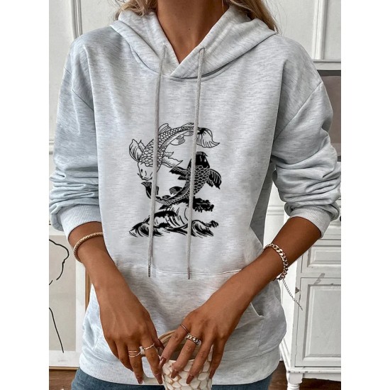 Women Casual Print Hoodie