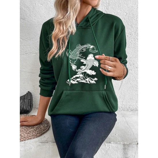 Women Casual Print Hoodie