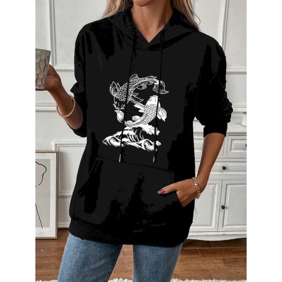 Women Casual Print Hoodie