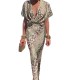 Elegant Women Fashion Defined Waist Print V-Neck Dress