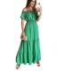 Summer Women Fashion Casual Solid Color Off Shoulder Short Sleeve Maxi Dress