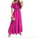Summer Women Fashion Casual Solid Color Off Shoulder Short Sleeve Maxi Dress