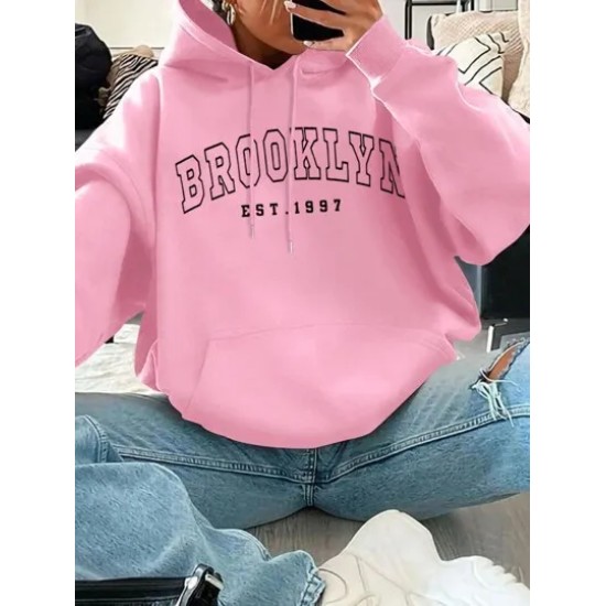 Women Casual Loose Letter-Print Hoodie