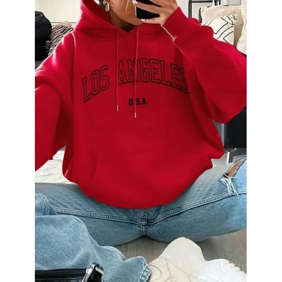 Women Casual Loose Letter-Print Hoodie