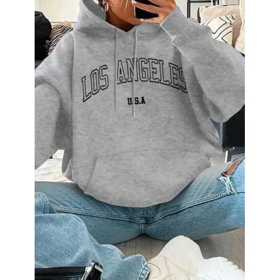 Women Casual Loose Letter-Print Hoodie
