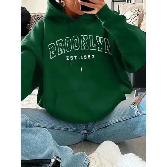 Women Casual Loose Letter-Print Hoodie