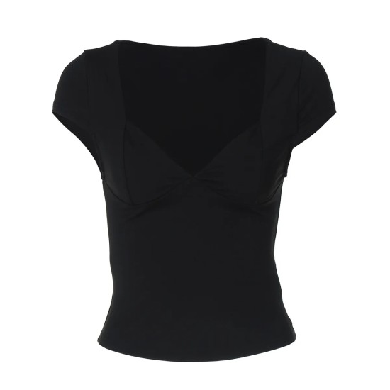 Women Summer Sexy V-Neck Tight Short-Sleeved Top