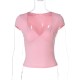 Women Summer Sexy V-Neck Tight Short-Sleeved Top