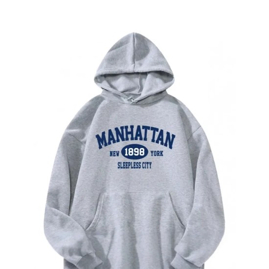 Casual Fashion Printed Loose Fleece-Lined Hoodie