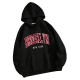 Casual Fashion Printed Loose Fleece-Lined Hoodie