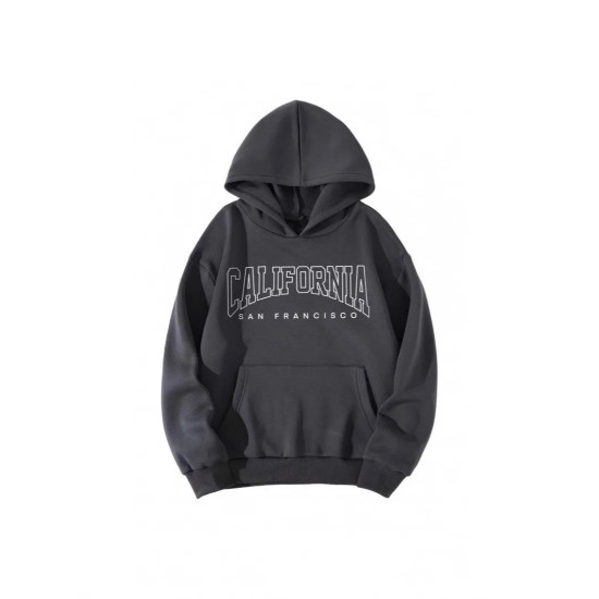 Casual Fashion Printed Loose Fleece-Lined Hoodie