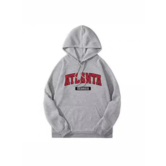 Casual Fashion Printed Loose Fleece-Lined Hoodie