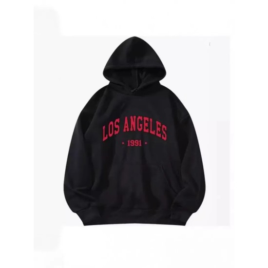 Casual Fashion Printed Loose Fleece-Lined Hoodie