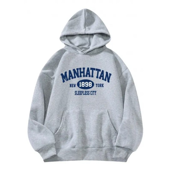 Casual Fashion Printed Loose Fleece-Lined Hoodie