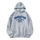 Casual Fashion Printed Loose Fleece-Lined Hoodie