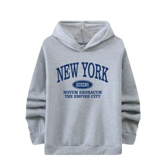 Casual Fashion Printed Loose Fleece-Lined Hoodie