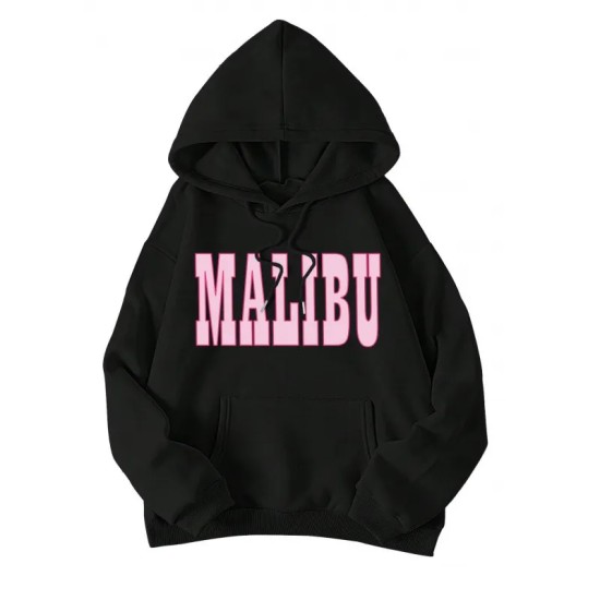Casual Fashion Printed Loose Fleece-Lined Hoodie
