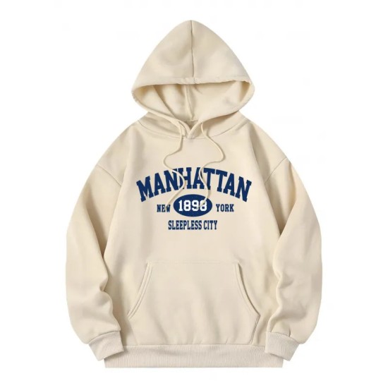 Casual Fashion Printed Loose Fleece-Lined Hoodie