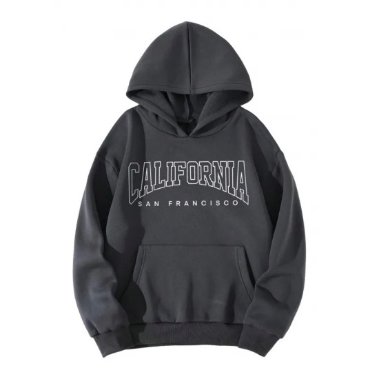 Casual Fashion Printed Loose Fleece-Lined Hoodie