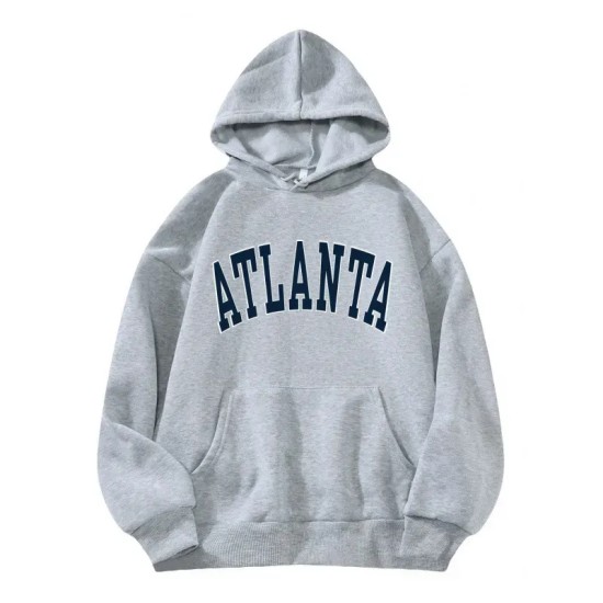Casual Fashion Printed Loose Fleece-Lined Hoodie