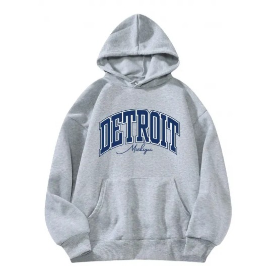 Casual Fashion Printed Loose Fleece-Lined Hoodie