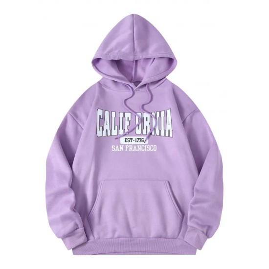 Casual Fashion Printed Loose Fleece-Lined Hoodie