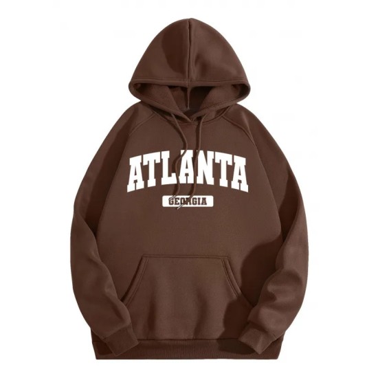Casual Fashion Printed Loose Fleece-Lined Hoodie