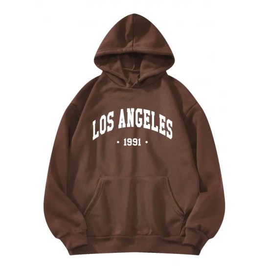 Casual Fashion Printed Loose Fleece-Lined Hoodie