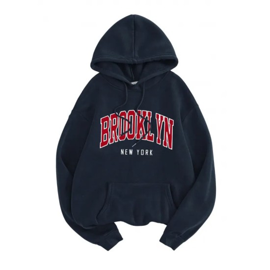 Casual Fashion Printed Loose Fleece-Lined Hoodie