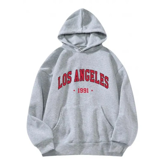 Casual Fashion Printed Loose Fleece-Lined Hoodie